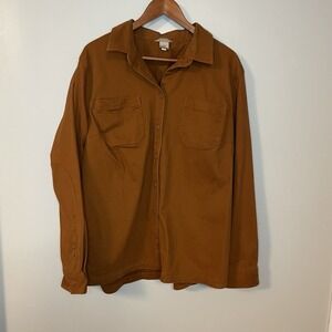 Duluth Trading Co Women's Shirt Pumpkin Spice Heavyweight Moleskin Button Up XXL